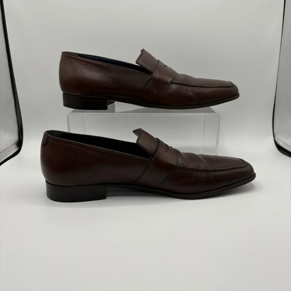 SALVATORE FERRAGAMO Studio Penny Loafer Mens Size 8.5 D Brown Leather Shoe Italy